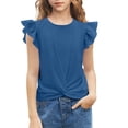thumbnail image 1 of Arshiner Girls Shirt Short Sleeve Twist Front Tunic T-Shirt for Girls with Cute Flying Sleeves, 1 of 6