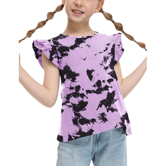 Arshiner Girls Shirts Ruffle Short Sleeve Summer Cute Casual Crewneck Tops Blouse Tee