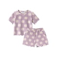 thumbnail image 1 of Arshiner Toddler Girls Summer Outfits Short Sleeves Crewneck Tops and Shorts with Pockets Cute Summer 2 Pieces Short Sets, 1 of 8