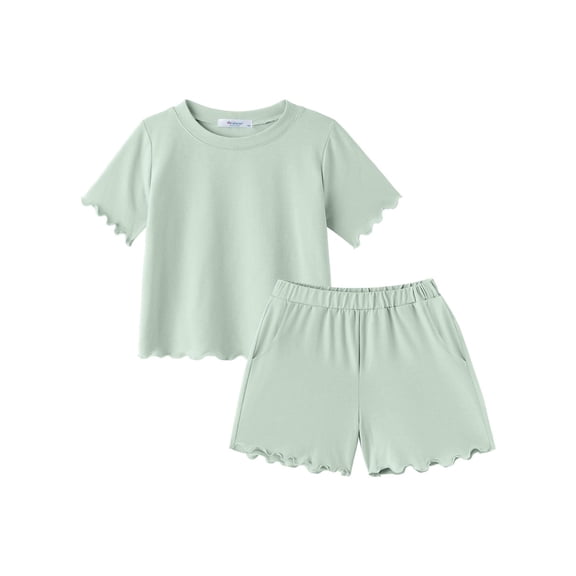 Arshiner Toddler Girls Short Sets Ruffle Sleeve Crewneck Tops and Shorts with Pockets Summer Clothes Baby Girls Outfits