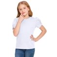 thumbnail image 1 of Arshiner Girls Short Sleeve Shirt Girls T Shirts Crewneck Summer Basic Tops Fashion Loose Fit Tee Blouse 150 Off-white, 1 of 7