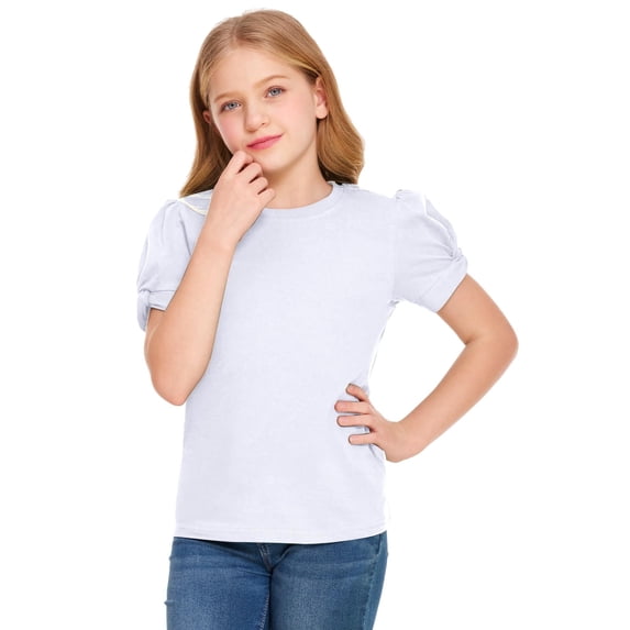 Arshiner Girls T Shirts Twist Short Sleeve Summer Shirts Fashion Crewneck Tops Tee Blouse