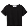 thumbnail image 1 of Arshiner Girls Short Sleeve Summer Shirts Crop Top Crew Neck Fashion Casual Tee Black 11-12 Years 150 Black, 1 of 7