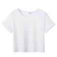 thumbnail image 1 of Arshiner Girls Short Sleeve Summer Shirts Crop Top Crew Neck Fashion Casual Tee Black 11-12 Years 150 Off-white, 1 of 8