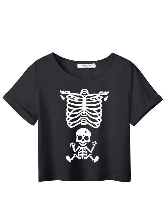 Girls Short Sleeve Summer Shirts Crop Top Crew Neck Fashion Casual Tee