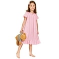thumbnail image 1 of Arshiner Girls Pjs Dress Soft Sleepshirts Squre Neck Short Sleeve Night Shirt Loose Comfy Pajama Sleepwear, 1 of 8