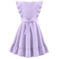 thumbnail image 1 of Arshiner Girls Spring Summer Dresses Flutter Sleeve A-line with Belted Pockets Casual Party Dress, 1 of 6