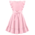 thumbnail image 1 of Arshiner Girls Spring Summer Dresses Flutter Sleeve A-line with Belted Pockets Casual Party Dress, 1 of 6