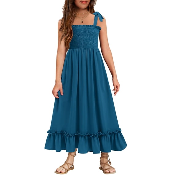 Arshiner Girls Summer Dress Boho Beach Casual Smocked Maxi Dresses