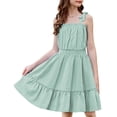thumbnail image 1 of Arshiner Girls Summer Dress Bow-Tie Straps Sleeveless Flowy Ruffle Trim Boho Beach Casual Sundress, 1 of 6