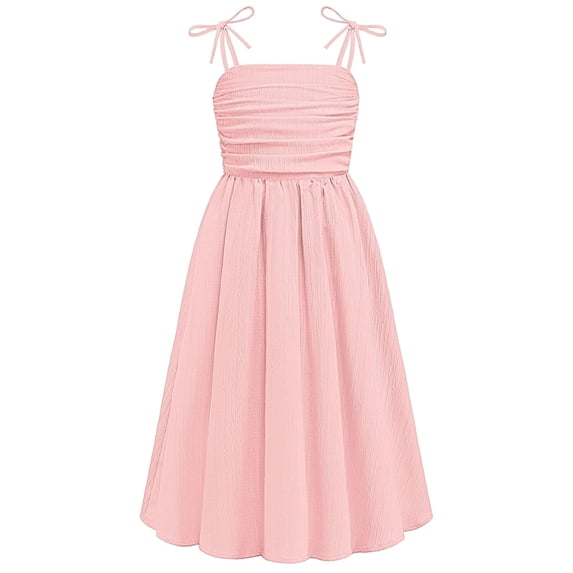 Arshiner Girls Summer Dress Maxi Spaghetti Strap Ruched Flowy Beach Boho Casual Teen Girl Sundress