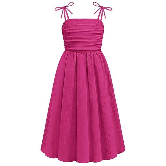 Arshiner Girls Summer Dress Maxi Spaghetti Strap Ruched Flowy Beach Boho Casual Teen Girl Sundress