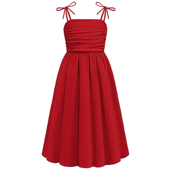 Arshiner Girls Summer Dress Maxi Spaghetti Strap Ruched Flowy Beach Boho Casual Teen Girl Sundress
