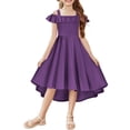 thumbnail image 1 of Arshiner Girls Summer Dress Off Shoulder Flutter Sleeve Midi Swing Cassual Formal Dresses with Pocket, 1 of 6