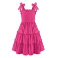 thumbnail image 1 of Arshiner Girls Summer Dress Tween Boho Casual Bowknot Strap Sleeveless Swing Flowy Ruffle Tiered Sundresses with Pockets, 1 of 6