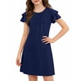 thumbnail image 1 of Arshiner Girls Summer Dress Tween Flutter Sleeve Pleated Front A Line Boho Beach Casual Dresses, 1 of 6