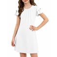 thumbnail image 1 of Arshiner Girls Summer Dress Tween Flutter Sleeve Pleated Front A Line Boho Beach Casual Dresses, 1 of 6