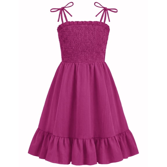 Arshiner Girls Summer Dress Tween Spaghetti Strap Smocked Casual Beach Sundress with Pockets