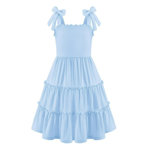 Arshiner Girls Summer Dresses Black Formal Church Funeral Sleeveless Ruffle Tiered Midi Sundress for 9-10 Years