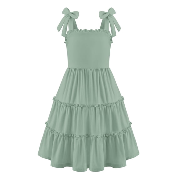 Arshiner Girls Summer Dresses Black Formal Church Funeral Sleeveless Ruffle Tiered Midi Sundress for 9-10 Years