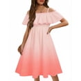 thumbnail image 1 of Arshiner Girls Summer Floral Ruffle Sundress Cold Shoulder Casual Holiday Dresses, 1 of 6