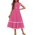 thumbnail image 1 of Arshiner Girls Summer Maxi Dresses Short Sleeve Casual Flowy Tiered A-Line Dress with Pockets, 1 of 6