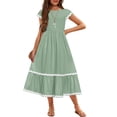 thumbnail image 1 of Arshiner Girls Summer Maxi Dresses Short Sleeve Casual Flowy Tiered, 1 of 5