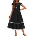 thumbnail image 1 of Arshiner Girls Summer Maxi Dresses Short Sleeve Casual Flowy Tiered, 1 of 5