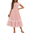 thumbnail image 1 of Arshiner Girls Summer Maxi Dresses Short Sleeve Casual Flowy Tiered Black Dress with Pockets for 12-13Y Years, 1 of 7