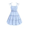thumbnail image 1 of Arshiner Girls' Summer Sundress Floral Boho Spaghetti Strap Ruffled Tiered Midi Dresses Casual Cami Dress, 1 of 6