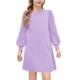 thumbnail image 1 of Arshiner Girls Sweater Dress Fall Winter Knit Puff Long Sleeve Pullover Casual Dresses with Pockets, 1 of 6
