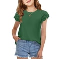 thumbnail image 1 of Arshiner Girls T Shirts Lace Petal Short Sleeves Kids Crewneck Casual Blouse Summer Tops Tees, 1 of 7