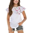 thumbnail image 1 of Arshiner Girls T Shirts Ruffle Short Sleeve Ruched Knot Side Tunic Blouse Summer Tee Tops, 1 of 6