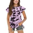 thumbnail image 1 of Arshiner Girls T Shirts Ruffle Short Sleeve Ruched Knot Side Tunic Blouse Summer Tee Tops, 1 of 6