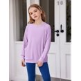 thumbnail image 1 of Arshiner Girls Long Sleeve Shirts with Pockets Crewneck Soft Casual Raglan Kids Blouse Tee Tops, 1 of 3