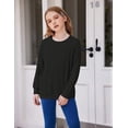 thumbnail image 1 of Arshiner Girls Long Sleeve Shirts with Pockets Crewneck Soft Casual Raglan Kids Blouse Tee Tops, 1 of 4