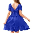 thumbnail image 1 of Arshiner Girls Tie Back Short Sleeve Ruffle Hem Off Shoulder Casual Elegant Dresses, 1 of 6