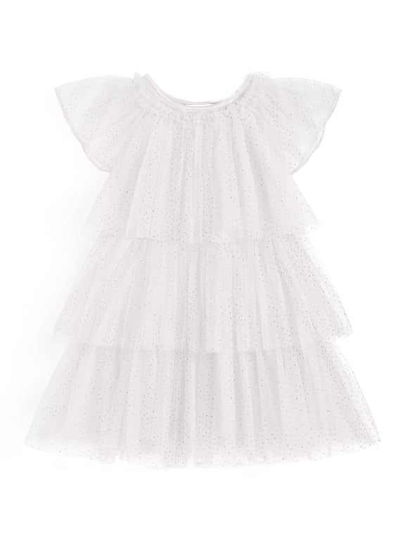 Girls Tulle Dress Toddler Layered Tutu Dresses Rainbow Sequin Summer Party Birthday Wedding Cake Dress Photo Shoot