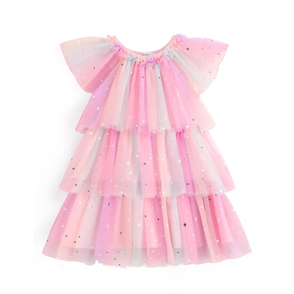 Arshiner Girls Tulle Dress Toddler Layered Tutu Dresses Rainbow Sequin Summer Party Birthday Wedding Cake Dress Photo Shoot