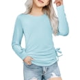 thumbnail image 1 of Arshiner Girls Long Sleeve T-Shirts Ruched Knot Side Tunic Blouse Tee Tops, 1 of 7