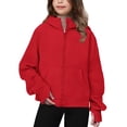 thumbnail image 1 of Arshiner Girls Zip Up Hoodies Black Teen Hooded Sweatshirts Fleece Track Jackets Kids Fall Winter Clothes, 1 of 6