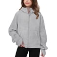 thumbnail image 1 of Arshiner Girls Zip Up Hoodies Black Teen Hooded Sweatshirts Fleece Track Jackets Kids Fall Winter Clothes, 1 of 6