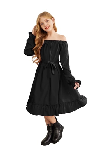 juniors black dress for funeral Outfits Women spend_and_save Size:Custom (Plus Size) Cute Black Stain Backless For girls Ruffled decor and smooth