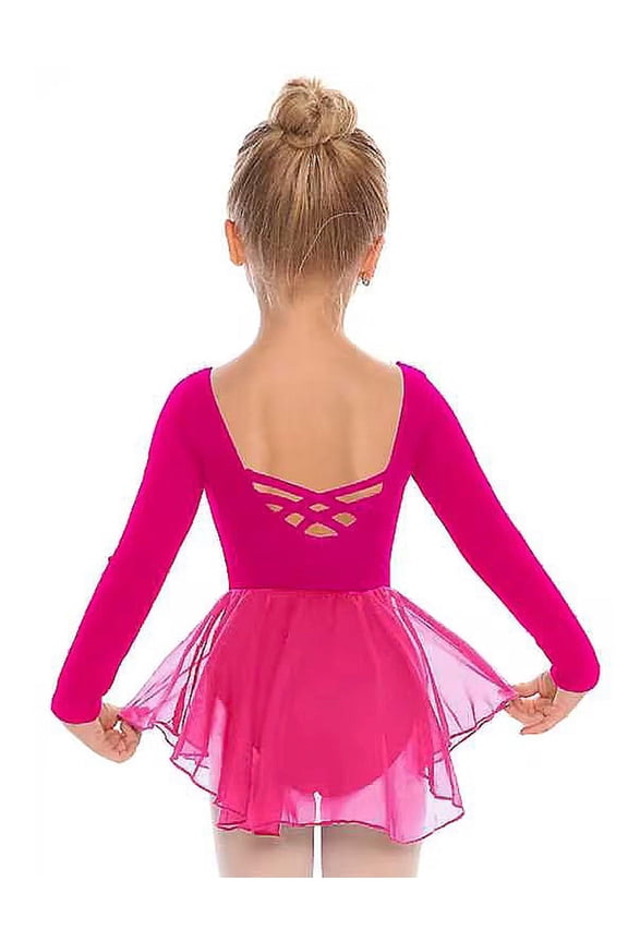 Kids Girls Classic Long Sleeve Leotard Dance Ballet Dress Leopard,11-12Y,Red
