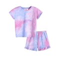 thumbnail image 1 of Arshiner Girls Tie Dye Short Set 2Piece Fashion Shirt & Shorts PJ Set Little Girls Sleepwear Size 6-7, 1 of 7