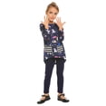 thumbnail image 1 of Arshiner Little Girls Outfits Cute Clothing Sets Long Sleeve 2pcs Pants Sets with Pockets Navy Blue 6-7 Years, 1 of 8