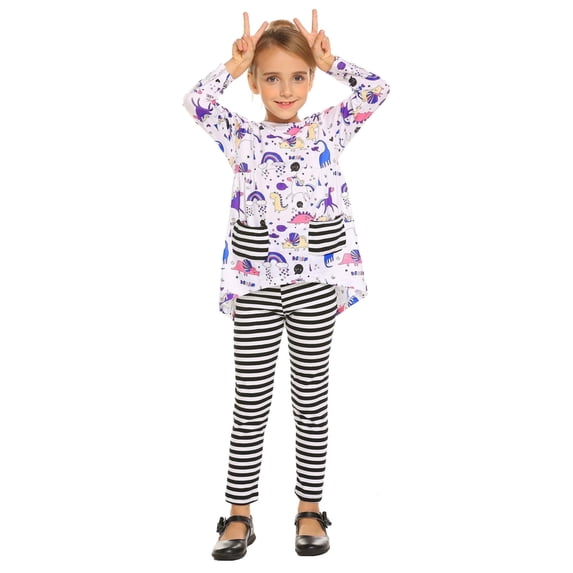 Arshiner Little Girls Outfits Cute Clothing Sets Long Sleeve 2pcs Pants Sets with Pockets