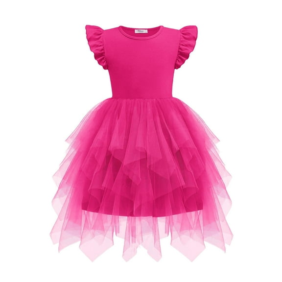 Arshiner Little Girls Tutu Dress Tulle Summer Formal Birthday Party Graduation Dresses Black 7-8 Years