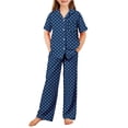 thumbnail image 1 of Arshiner Pajamas for Girls Short Sleeve Long Pants Outfit 2 Piece Sleepwear Button Pjs Sets, 1 of 4