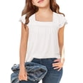 thumbnail image 1 of Arshiner Summer Shirts for Girls Girls Short Sleeve Tops Casual Square Neck T Shirts Kids Tunic Tees Blouses Black 11-12 Years 120 Off-white, 1 of 7
